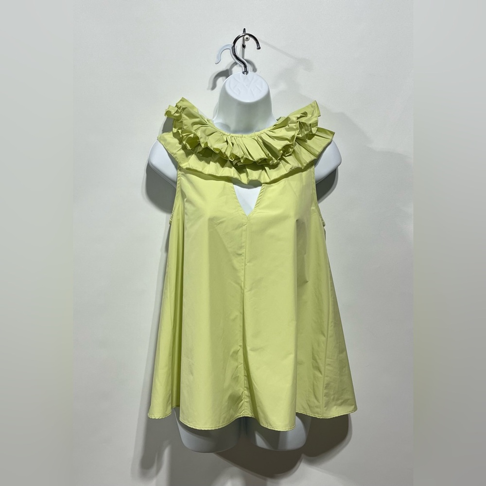 Psophia Taffetta Top With Detach Ruffle In Lime Size XS New‎ With Tags